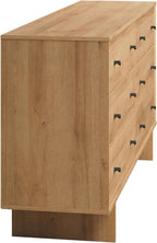 6-Drawer Dresser in Natural Oak, Dresser for Bedroom, Extra-Wide Chest of Drawers with Storage
