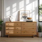 6-Drawer Dresser in Natural Oak, Dresser for Bedroom, Extra-Wide Chest of Drawers with Storage