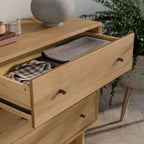 6-Drawer Dresser in Natural Oak, Dresser for Bedroom, Extra-Wide Chest of Drawers with Storage