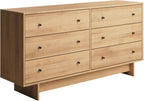 6-Drawer Dresser in Natural Oak, Dresser for Bedroom, Extra-Wide Chest of Drawers with Storage