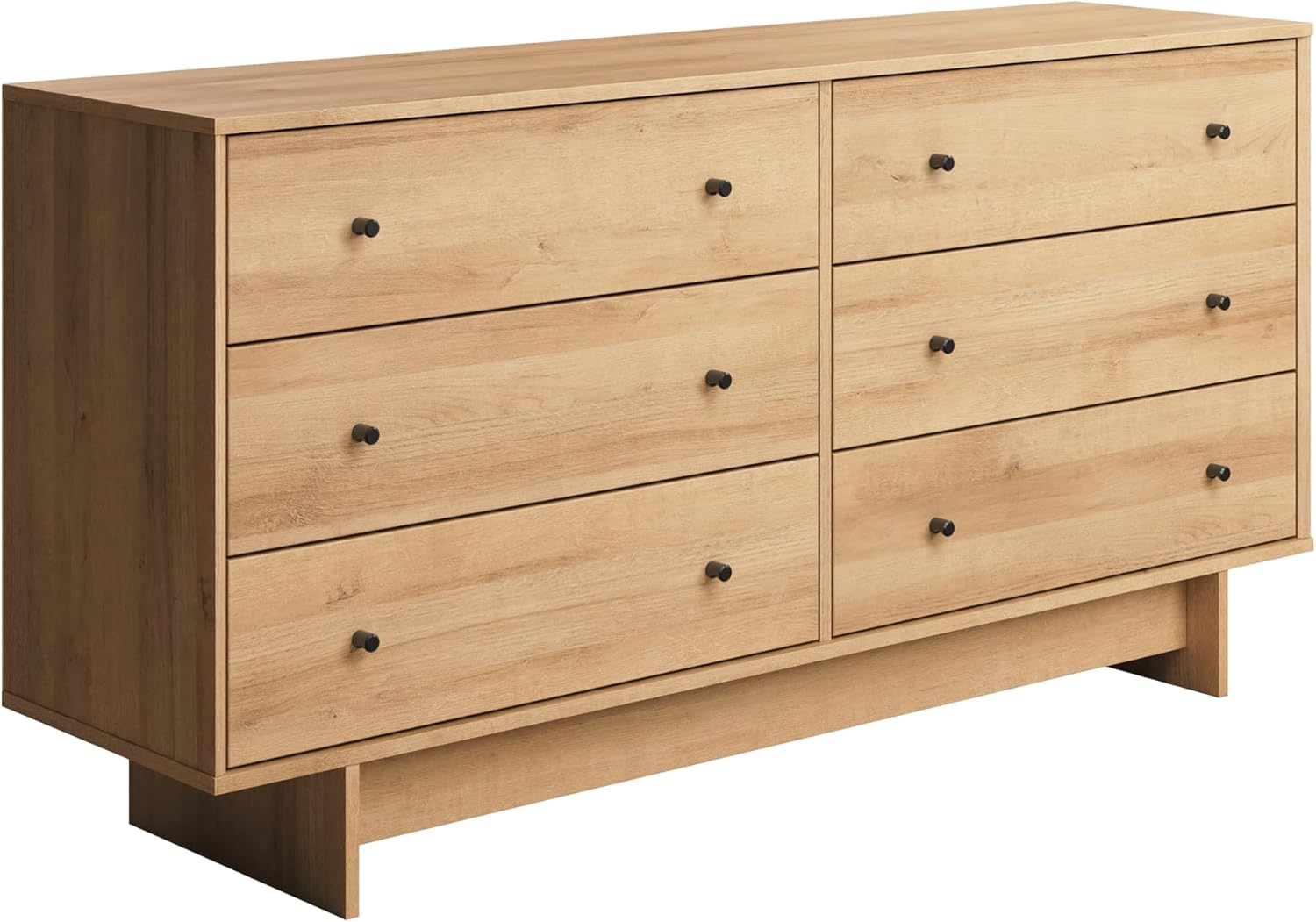 6-Drawer Dresser in Natural Oak, Dresser for Bedroom, Extra-Wide Chest of Drawers with Storage