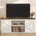 Farmhouse TV Stand for TVs up to 65 Inches, Entertainment Center with Storage Cabinets and Sliding Barn Doors