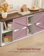 Farmhouse TV Stand for TVs up to 65 Inches, Entertainment Center with Storage Cabinets and Sliding Barn Doors