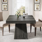 Square Dining Table for 4, 31.5-Inch Small Kitchen Table with Sturdy Pedestal Base, Farmhouse Dinner Table for Dining Room, Living Room, Kitchen