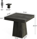 Square Dining Table for 4, 31.5-Inch Small Kitchen Table with Sturdy Pedestal Base, Farmhouse Dinner Table for Dining Room, Living Room, Kitchen