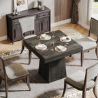 Square Dining Table for 4, 31.5-Inch Small Kitchen Table with Sturdy Pedestal Base, Farmhouse Dinner Table for Dining Room, Living Room, Kitchen