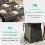 Square Dining Table for 4, 31.5-Inch Small Kitchen Table with Sturdy Pedestal Base, Farmhouse Dinner Table for Dining Room, Living Room, Kitchen
