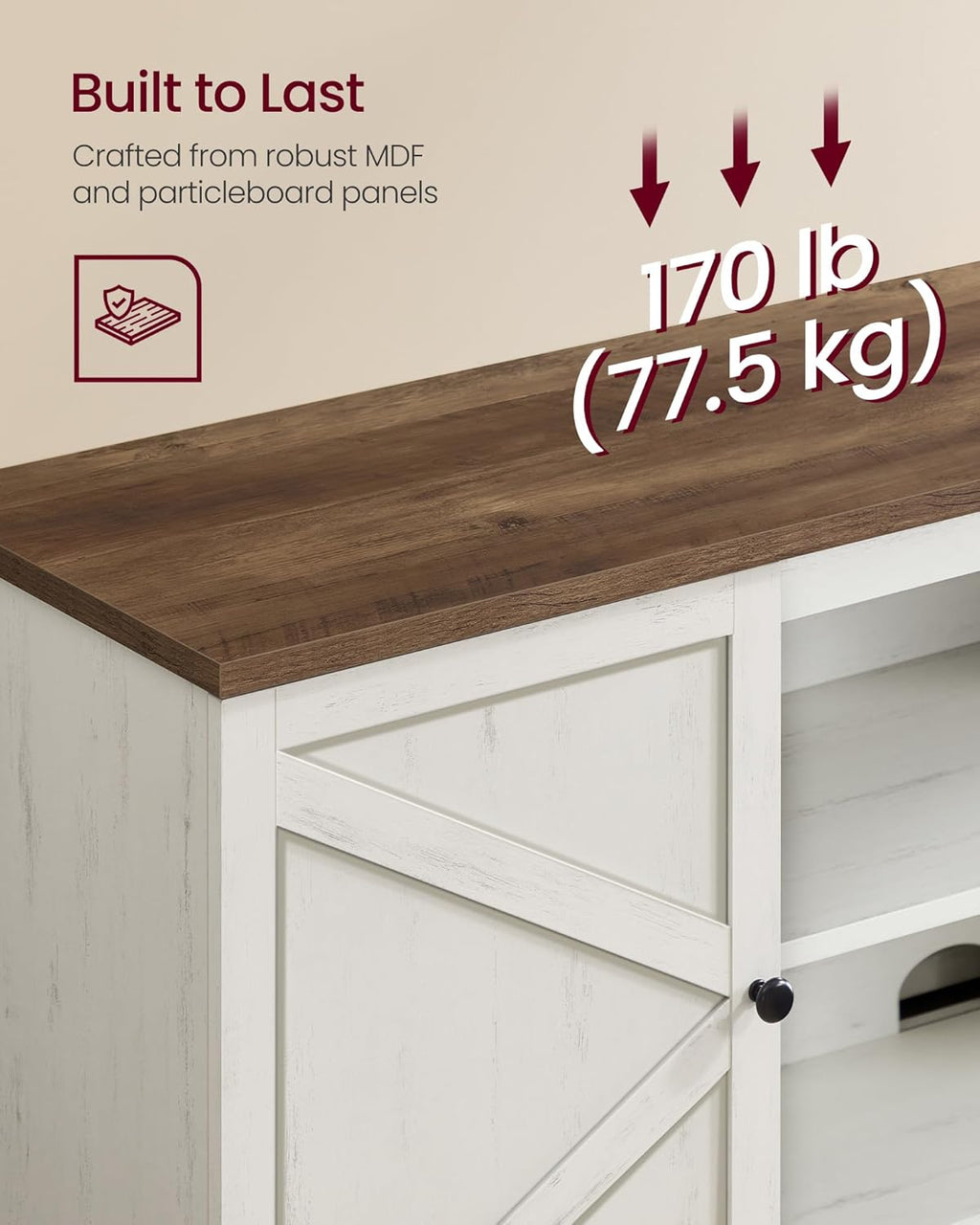 Farmhouse TV Stand for TVs up to 80 Inches, Entertainment Center with Storage Cabinets and Sliding Barn Doors