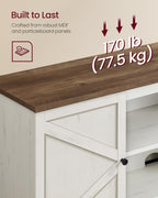 Farmhouse TV Stand for TVs up to 80 Inches, Entertainment Center with Storage Cabinets and Sliding Barn Doors