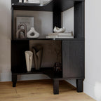 6-Tier Modern Mid Century Corner Bookcase, 71.5" Extra Tall Black Corner Shelf with Storage, Multifunctional Freestanding Bookshelf
