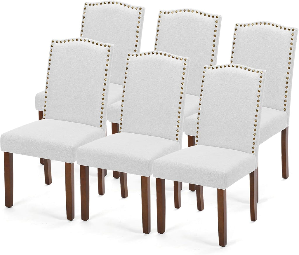 Dining Chairs Set of 6, Moden PU Leather Kitchen Table Chairs with Wooden Legs and Padded Seat for Dining Room/Kitchen
