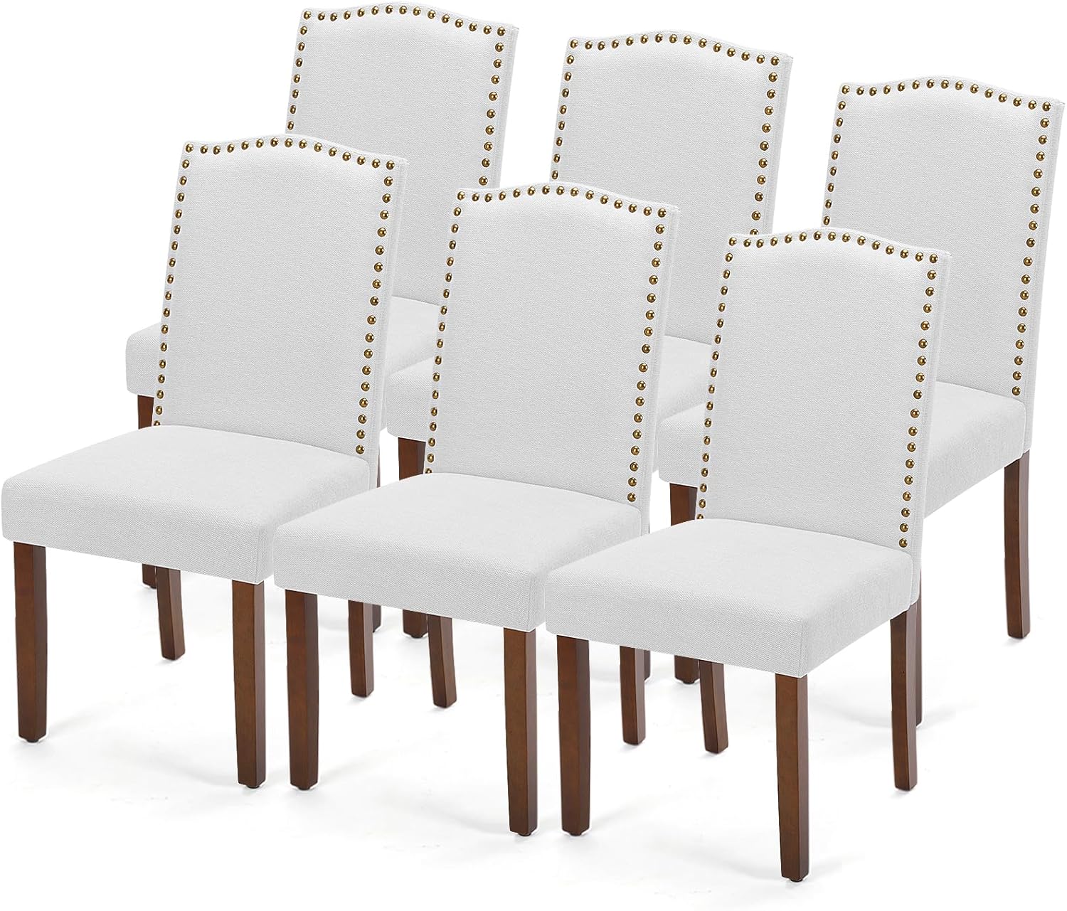 Dining Chairs Set of 6, Moden PU Leather Kitchen Table Chairs with Wooden Legs and Padded Seat for Dining Room/Kitchen