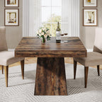 Square Dining Table for 4, 31.5-Inch Small Kitchen Table with Sturdy Pedestal Base, Farmhouse Dinner Table for Dining Room, Living Room, Kitchen
