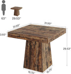 Square Dining Table for 4, 31.5-Inch Small Kitchen Table with Sturdy Pedestal Base, Farmhouse Dinner Table for Dining Room, Living Room, Kitchen