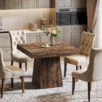 Square Dining Table for 4, 31.5-Inch Small Kitchen Table with Sturdy Pedestal Base, Farmhouse Dinner Table for Dining Room, Living Room, Kitchen