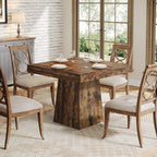 Square Dining Table for 4, 31.5-Inch Small Kitchen Table with Sturdy Pedestal Base, Farmhouse Dinner Table for Dining Room, Living Room, Kitchen