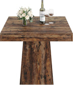 Square Dining Table for 4, 31.5-Inch Small Kitchen Table with Sturdy Pedestal Base, Farmhouse Dinner Table for Dining Room, Living Room, Kitchen