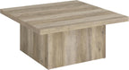 Square Coffee Table with Plinth Base, Geometric Design and Transitional Style
