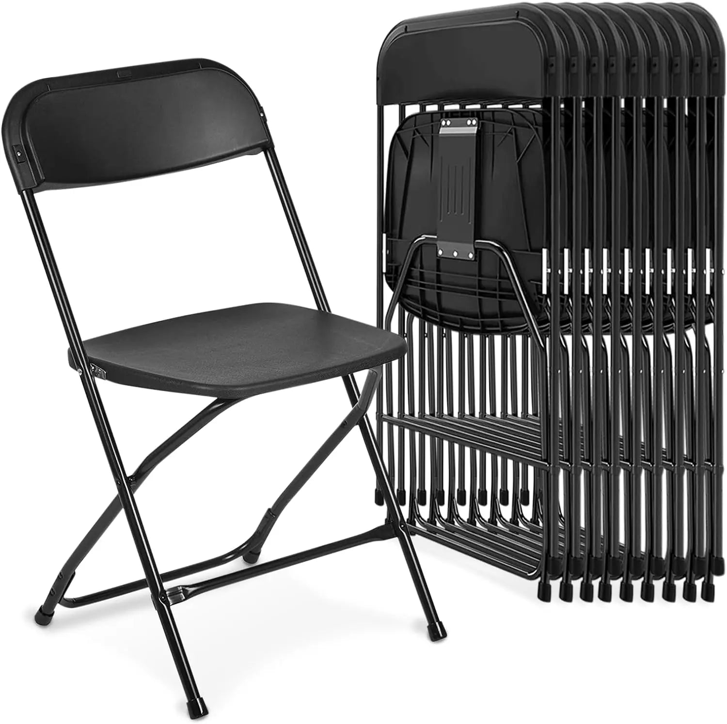 Set of 10 Pack Plastic Folding Chair, Indoor Outdoor Portable Stackable Commercial Seat with Steel Frame Shopmurai