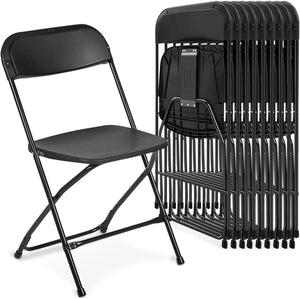 Set of 10 Pack Plastic Folding Chair, Indoor Outdoor Portable Stackable Commercial Seat with Steel Frame Shopmurai