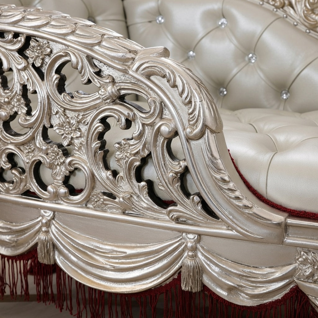 Chaise Lounge PU Leather with Armrest Button Tufted Lounge Sofa Indoor