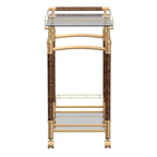 Rectangular Serving Bar Cart in Gold Plated and Clear