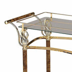 Rectangular Serving Bar Cart in Gold Plated and Clear