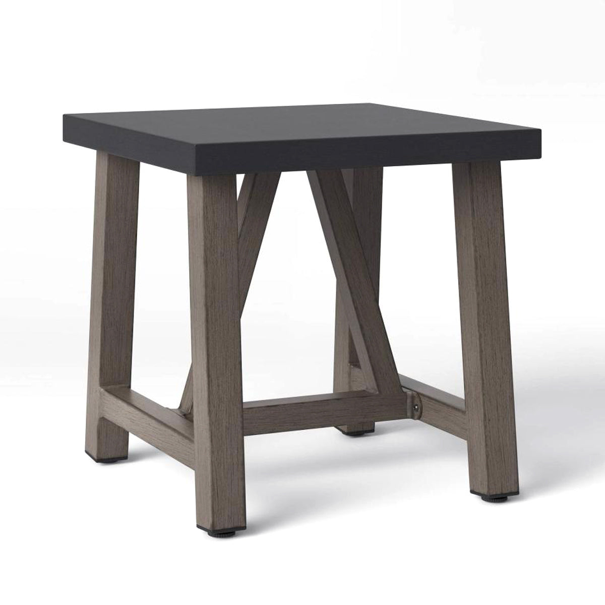 Faux Concrete Tabletop Patio Accent Table - Metal Frame for Living Room Dining