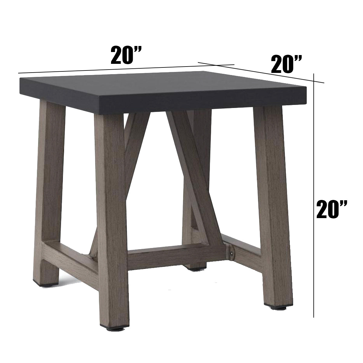 Faux Concrete Tabletop Patio Accent Table - Metal Frame for Living Room Dining