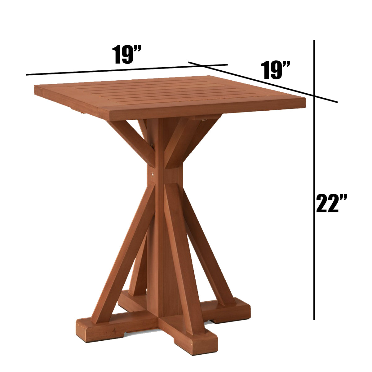 Morie Wood Patio Side Table Portable Outdoor for Backyard Conversation Garden