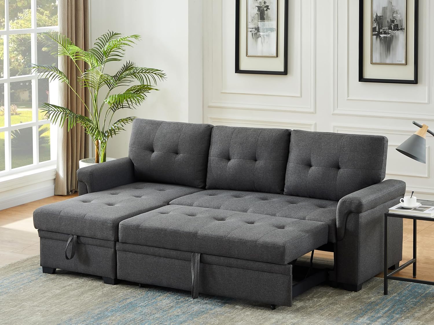 Lilola Home Lucca Sectional Sleeper - Versatile Sleeper Couch & Sofa Bed with Storage - Comfortable with Storage, Small Sofa counch