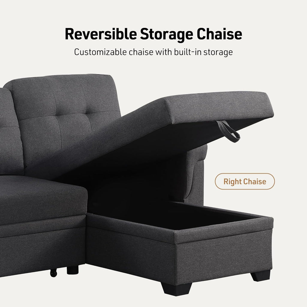 Lucca Sectional Sleeper - Versatile Sleeper Couch & Sofa Bed with Storage - Comfortable with Storage, Small Sofa counch