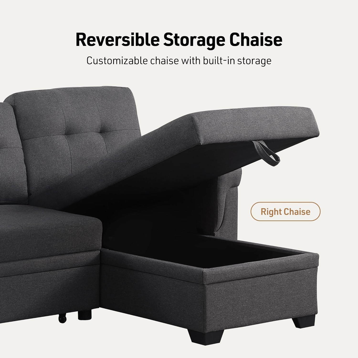 Lucca Sectional Sleeper - Versatile Sleeper Couch & Sofa Bed with Storage - Comfortable with Storage, Small Sofa counch