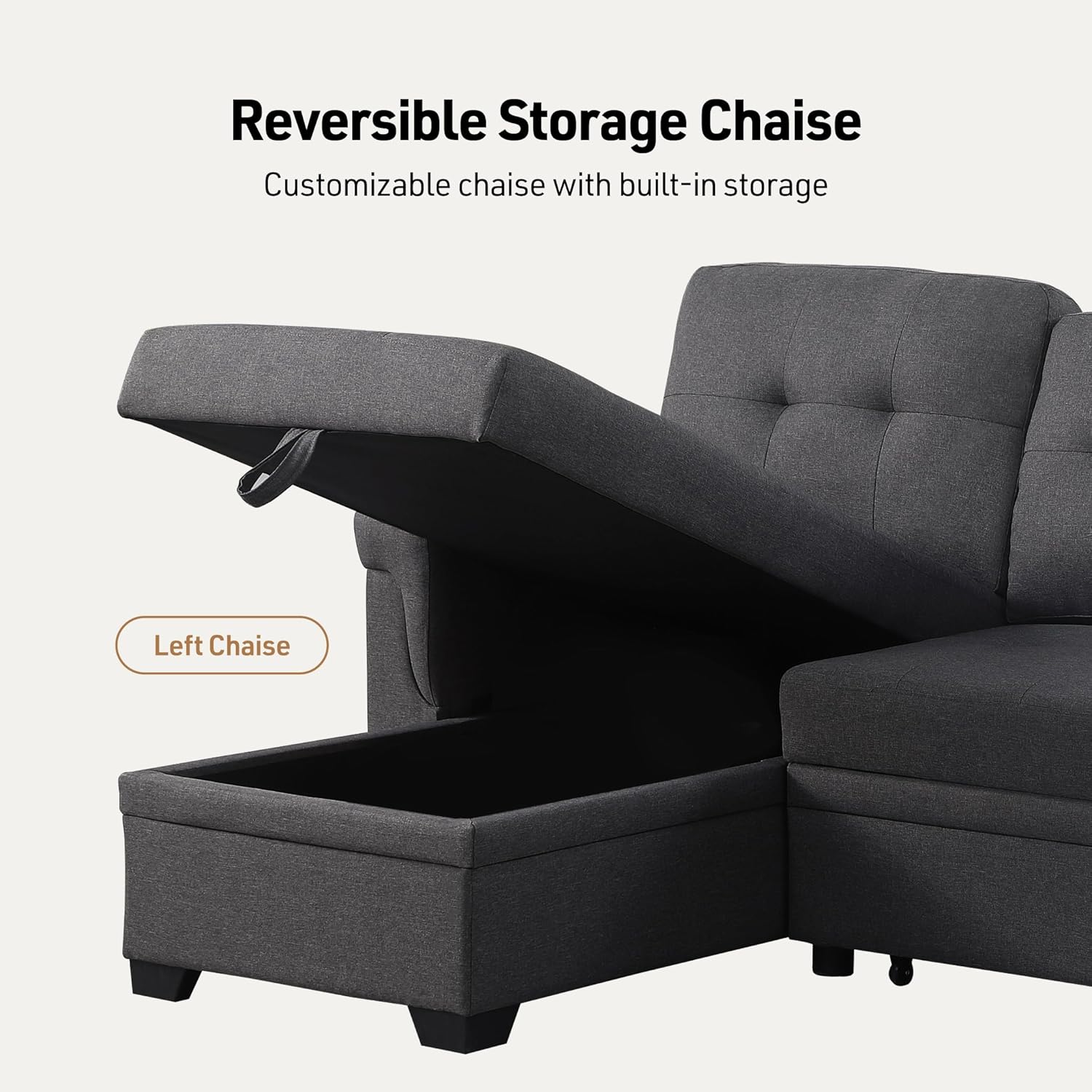 Lucca Sectional Sleeper - Versatile Sleeper Couch & Sofa Bed with Storage - Comfortable with Storage, Small Sofa counch