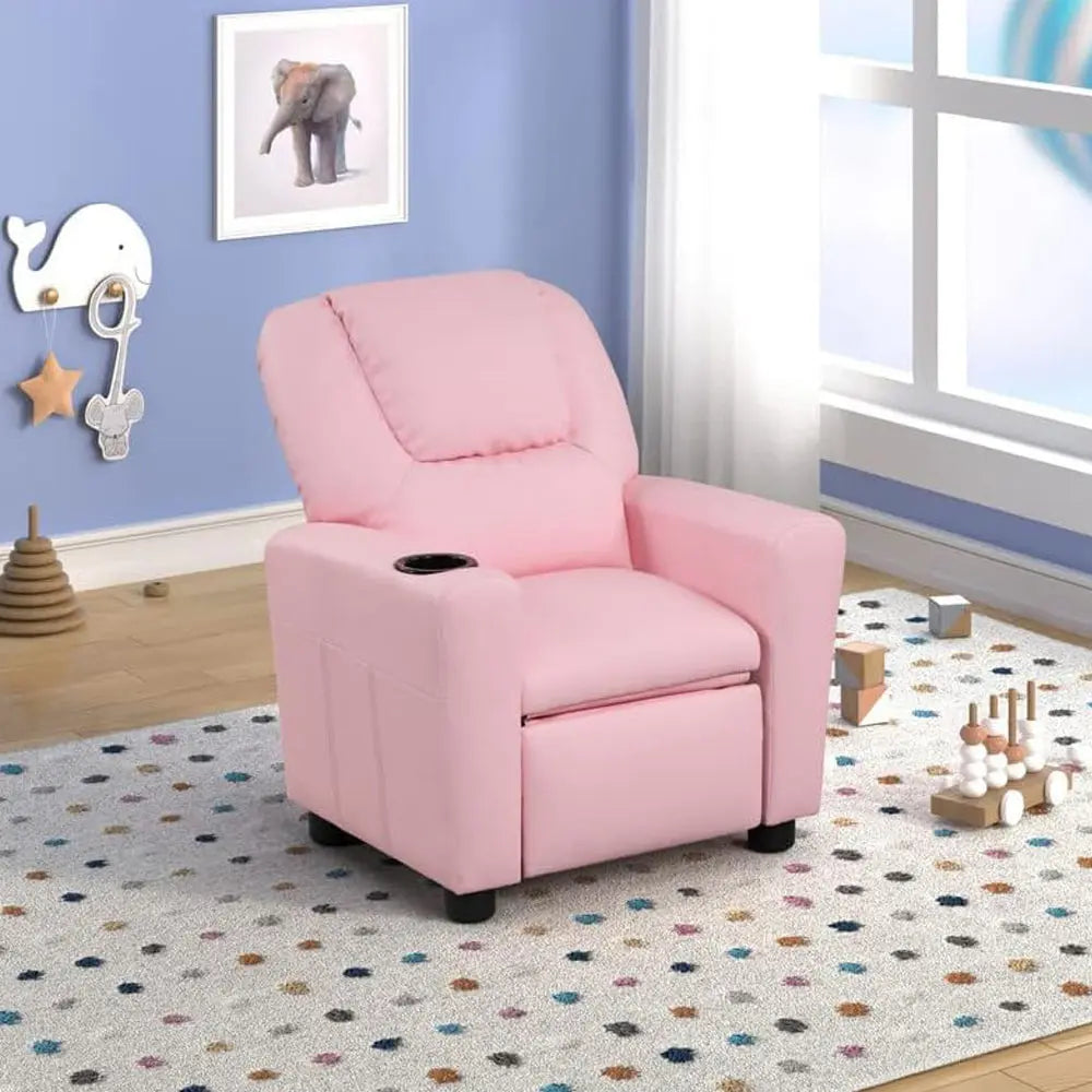 Kids Reclining Chair Leather Recliner Sofa Push Back Toddler Youth Children Shopmurai