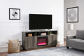 70" W Gray Walnut Engineered Wood Fireplace TV Console w/LED+Heater+Shlv