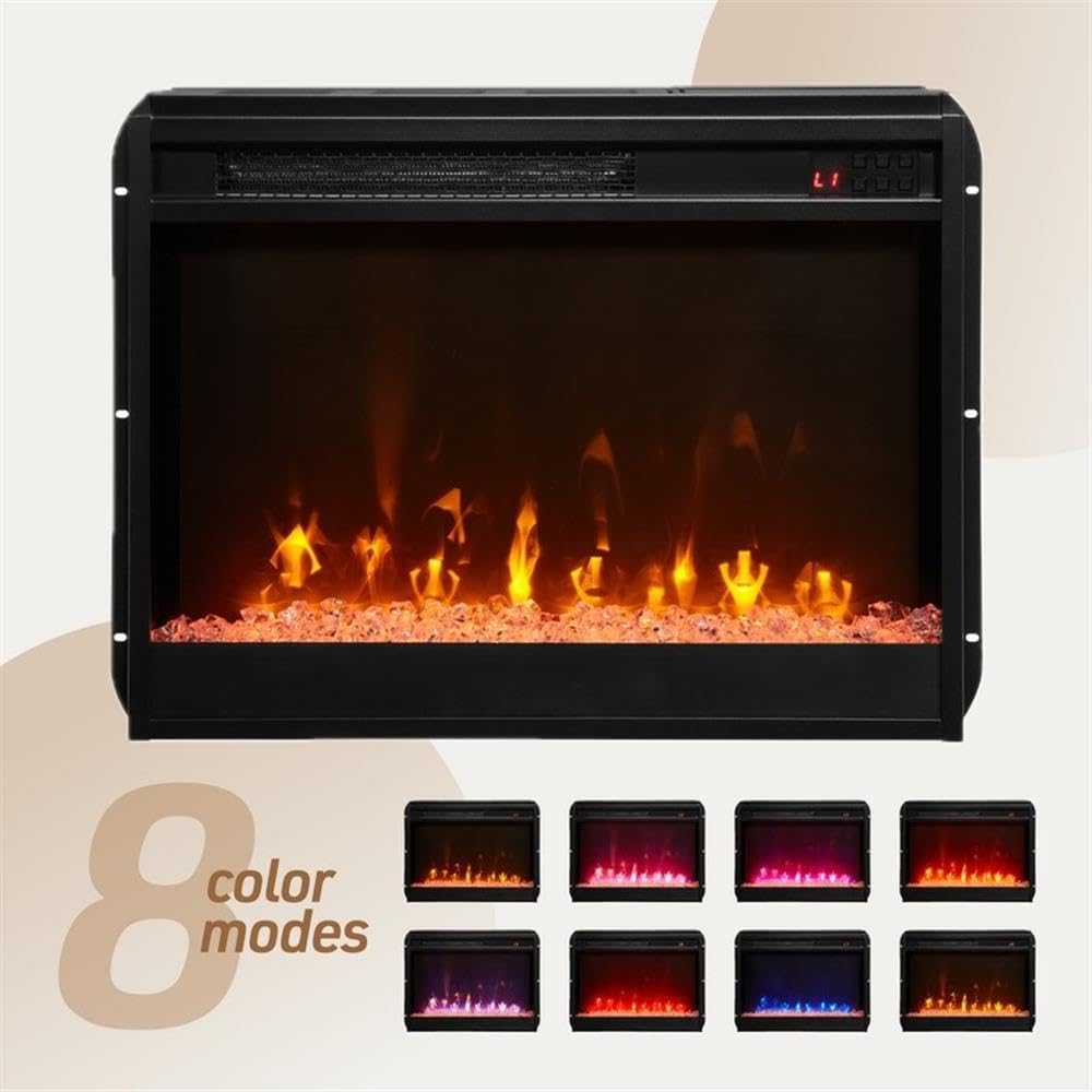 70" W Gray Walnut Engineered Wood Fireplace TV Console w/LED+Heater+Shlv