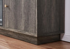 70" W Gray Walnut Engineered Wood Fireplace TV Console w/LED+Heater+Shlv
