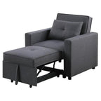 Linen Convertible Sleeper Chair with Side Pocket