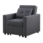 Linen Convertible Sleeper Chair with Side Pocket