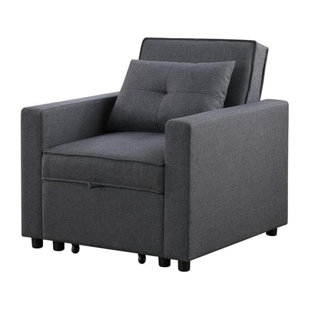 Linen Convertible Sleeper Chair with Side Pocket