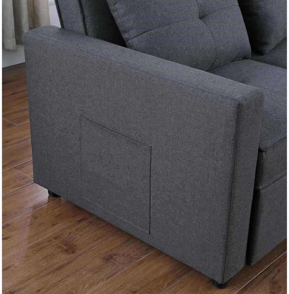 Linen Convertible Sleeper Chair with Side Pocket