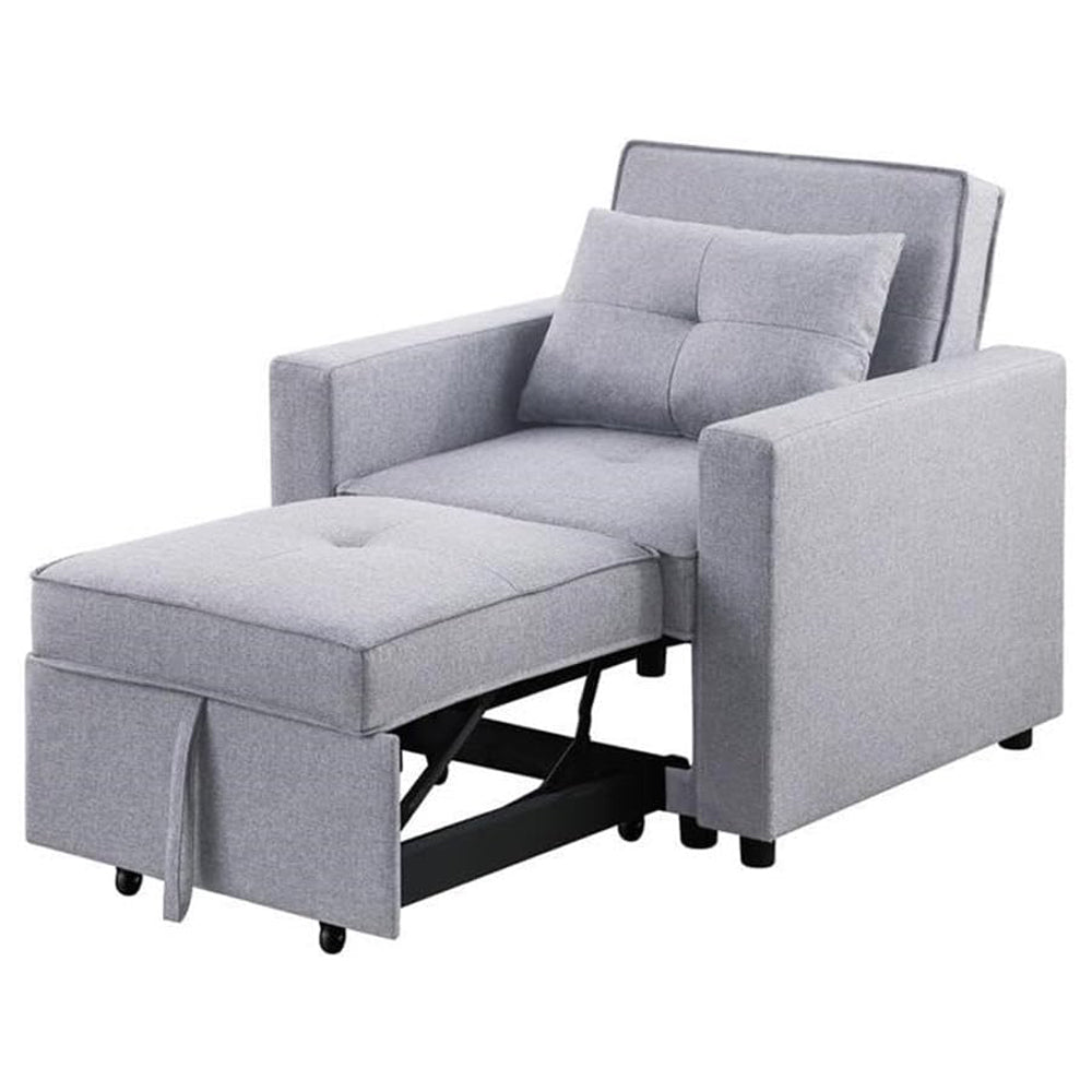 Linen Convertible Sleeper Chair with Side Pocket