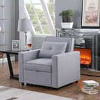 Linen Convertible Sleeper Chair with Side Pocket