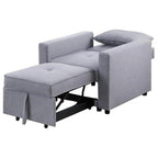 Linen Convertible Sleeper Chair with Side Pocket