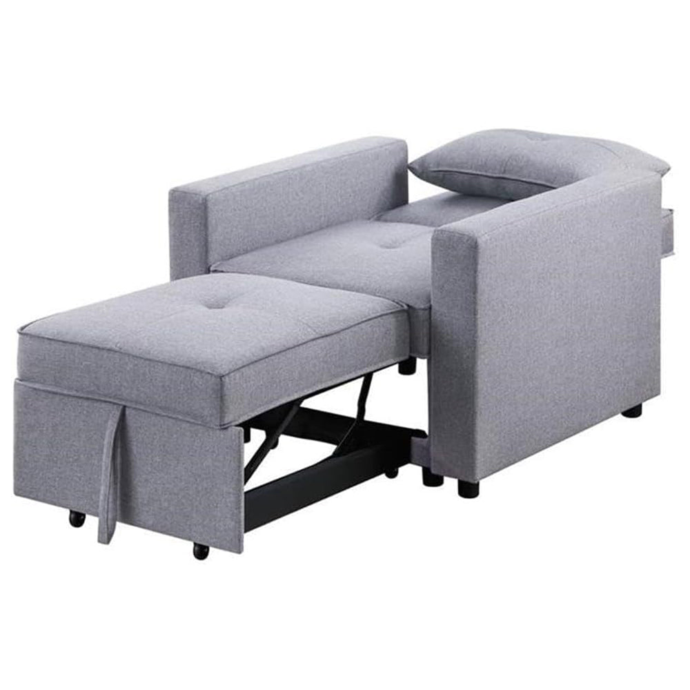 Linen Convertible Sleeper Chair with Side Pocket