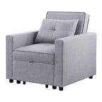 Linen Convertible Sleeper Chair with Side Pocket