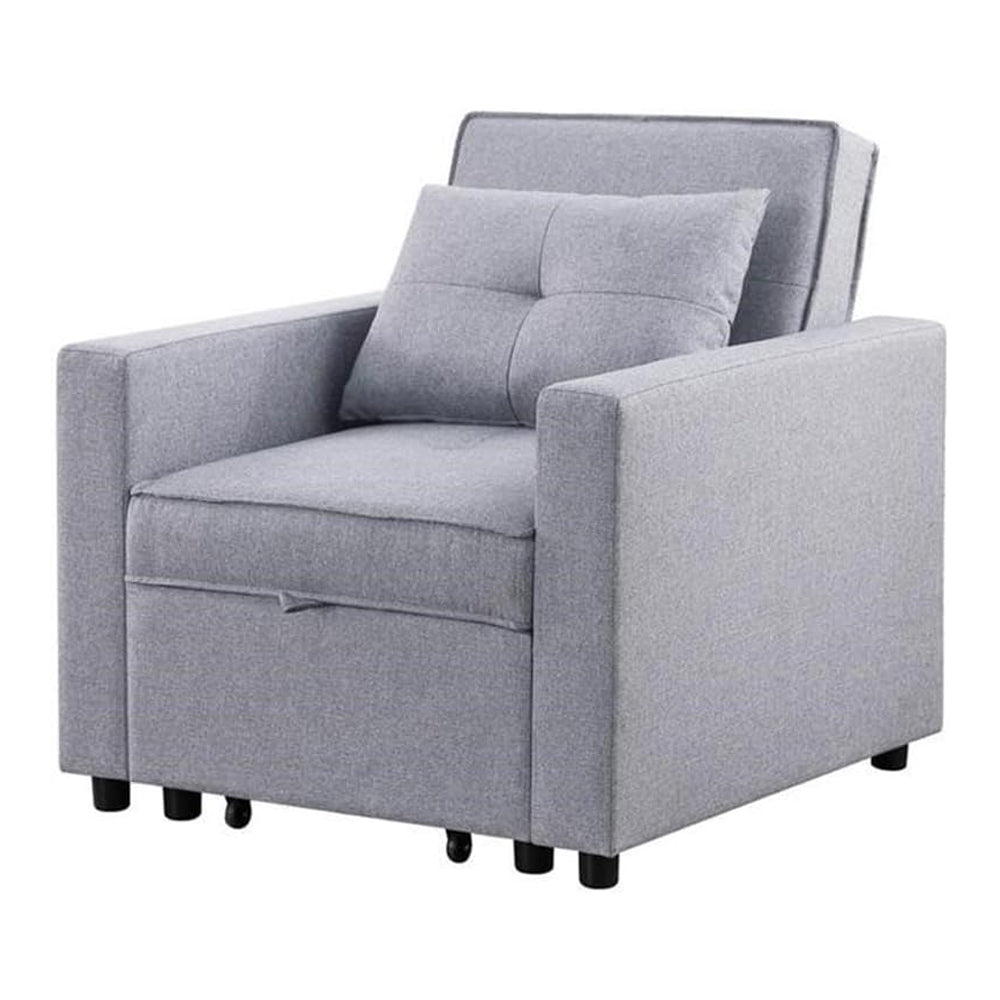 Linen Convertible Sleeper Chair with Side Pocket