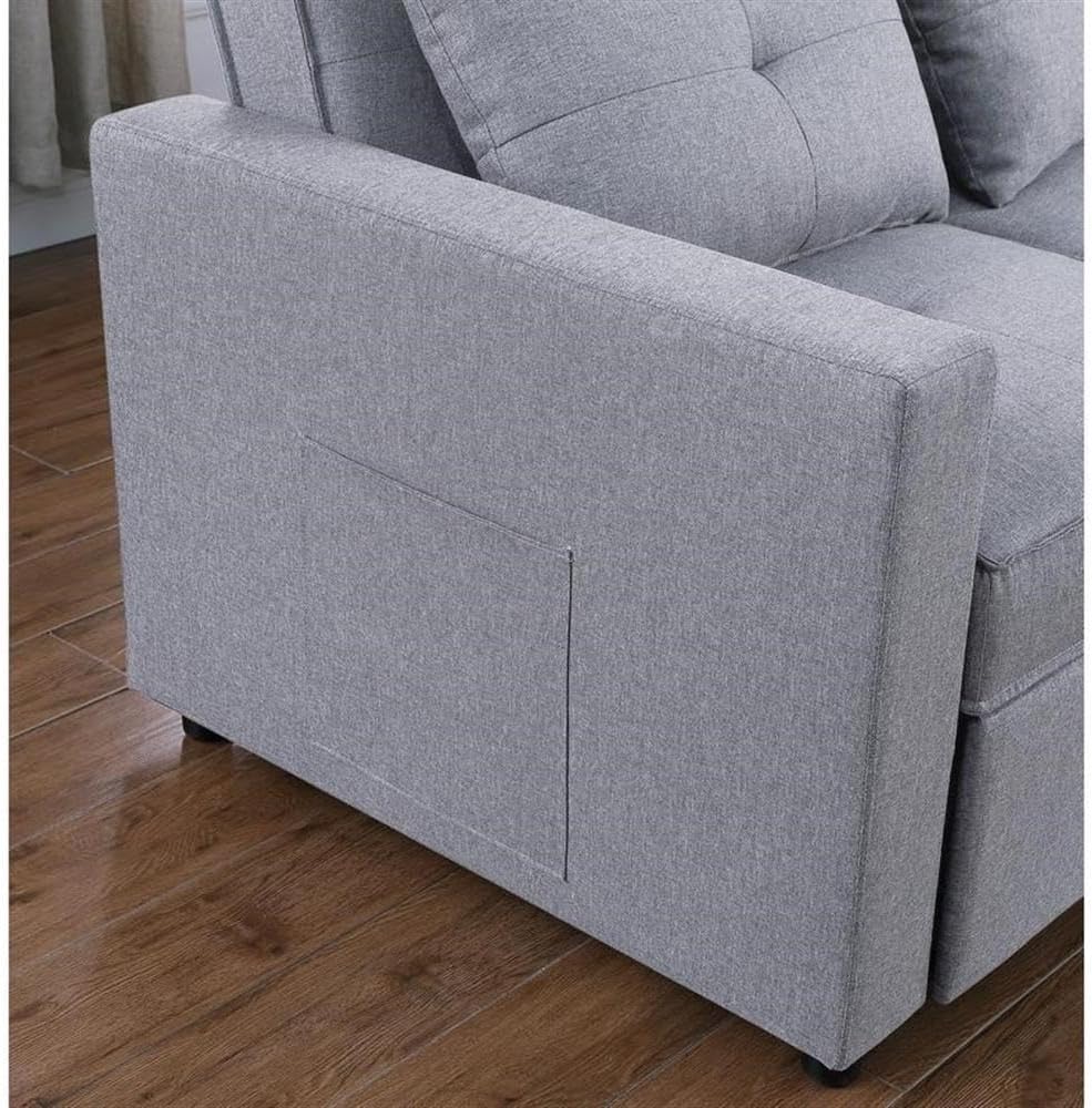 Linen Convertible Sleeper Chair with Side Pocket