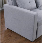 Linen Convertible Sleeper Chair with Side Pocket